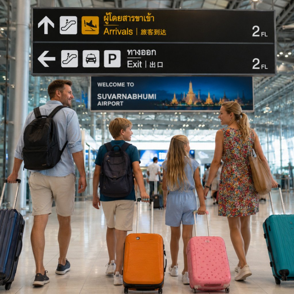 Arrival gates as orientation point at Suvarnabhumi (BKK)