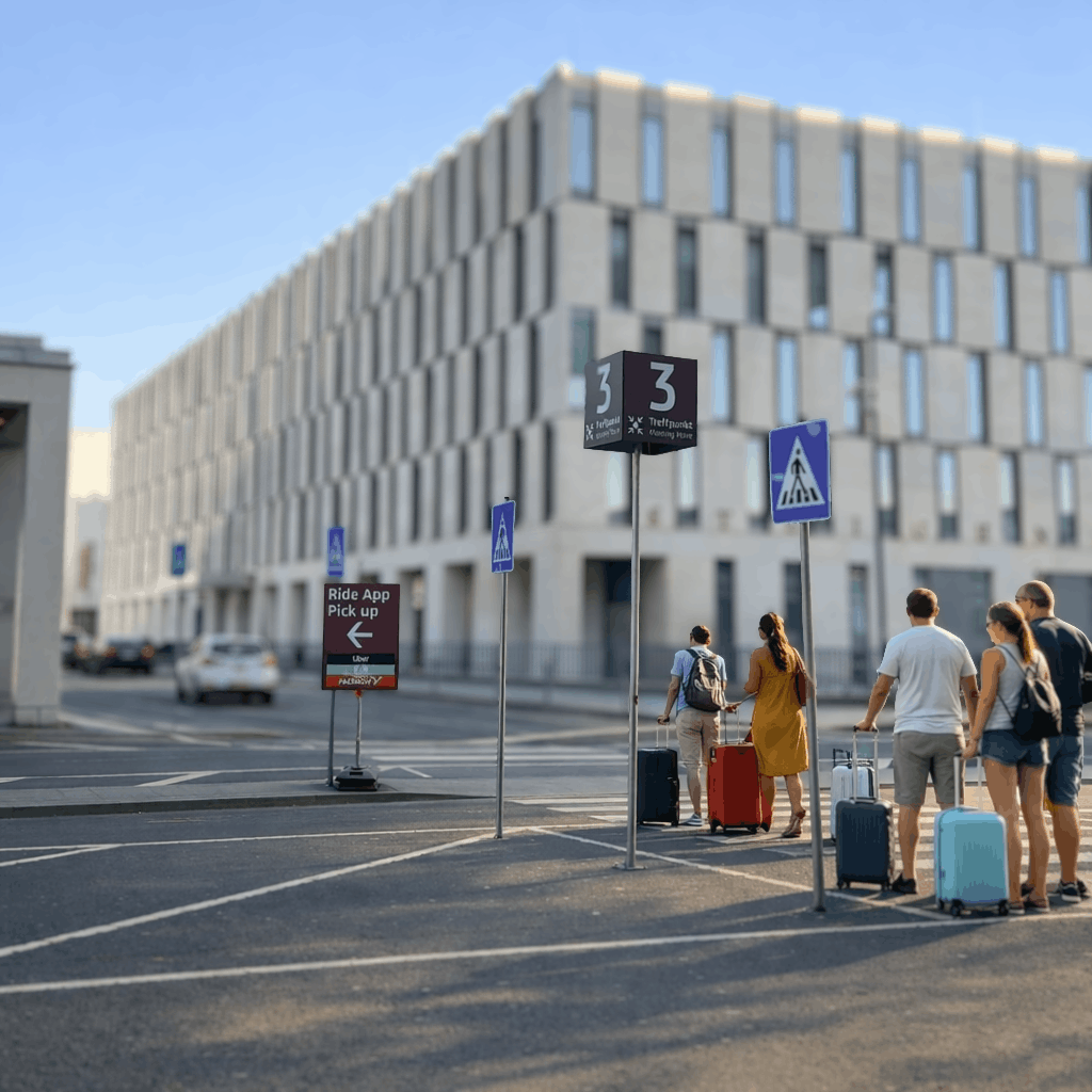 Weg zum Meeting-Point-Bereich am Flughafen